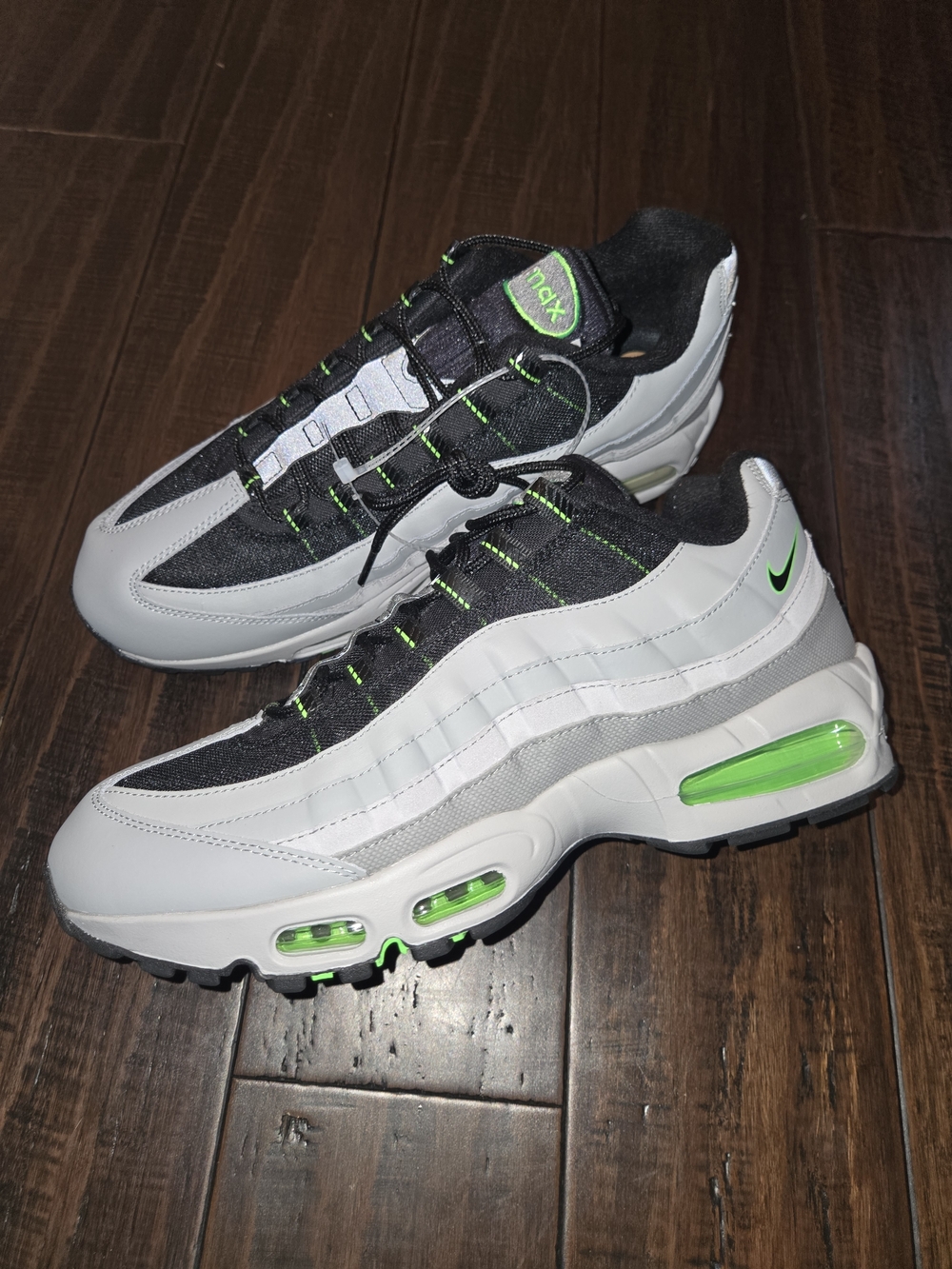 Nike Air Max 95 Sneakers in White, Black & Volt